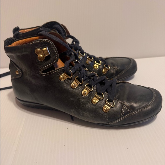 PIKOLINOS Black Leather Boots with Gold Accents - Picture 2 of 7